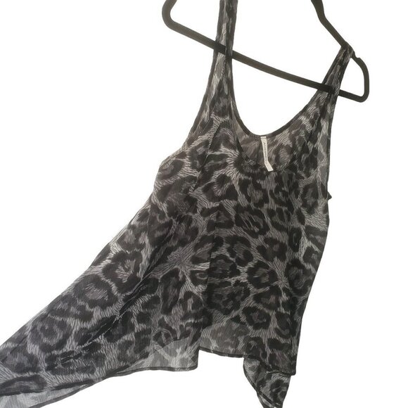 Audrey 3+1 Flowing Tank Top Gray Black Animal Print Polyester Womens Size Small - Picture 1 of 5